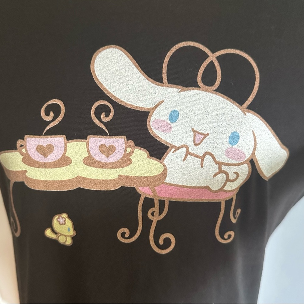 Sanrio Women's Cinnamoroll Graphic T-Shirt Black Medium Cotton - Picture 3 of 6